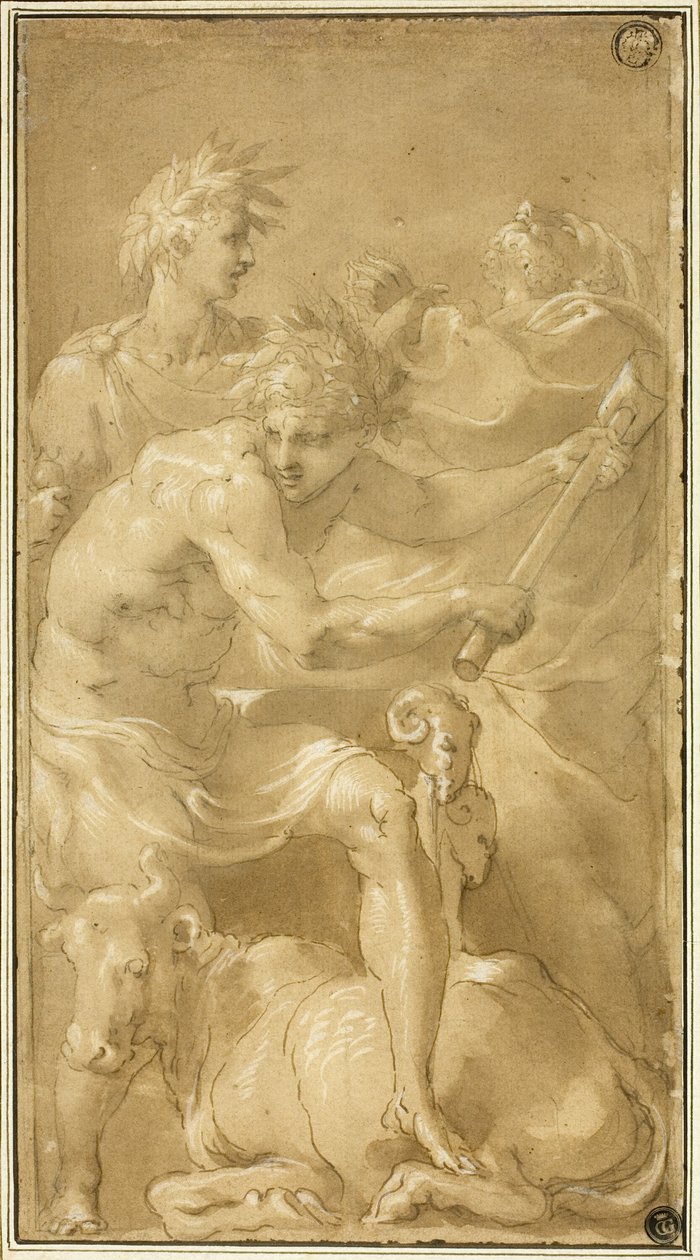 Sacrificio de un toro de Francesco Primaticcio