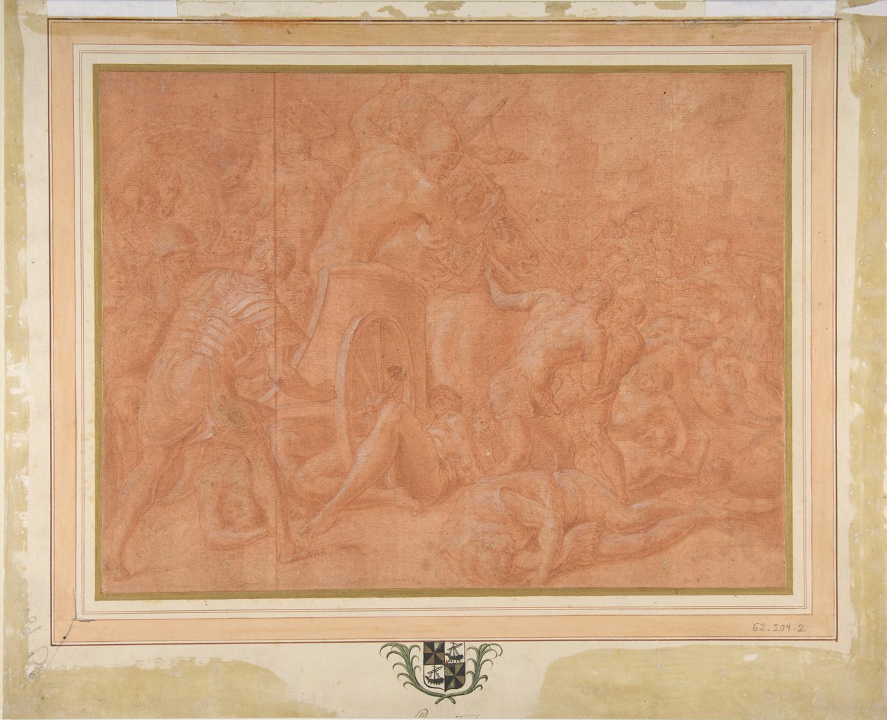 Ulises y sus compañeros luchando contra los ciconios ante la ciudad de Ismaros, estudio..., 1555-60 de Francesco Primaticcio