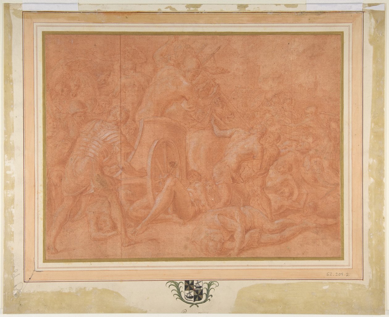 Odysseus und seine Gefährten kämpfen gegen die Kikonen vor der Stadt Ismaros, Studie für ein zerstörtes Fresko in der Galerie d