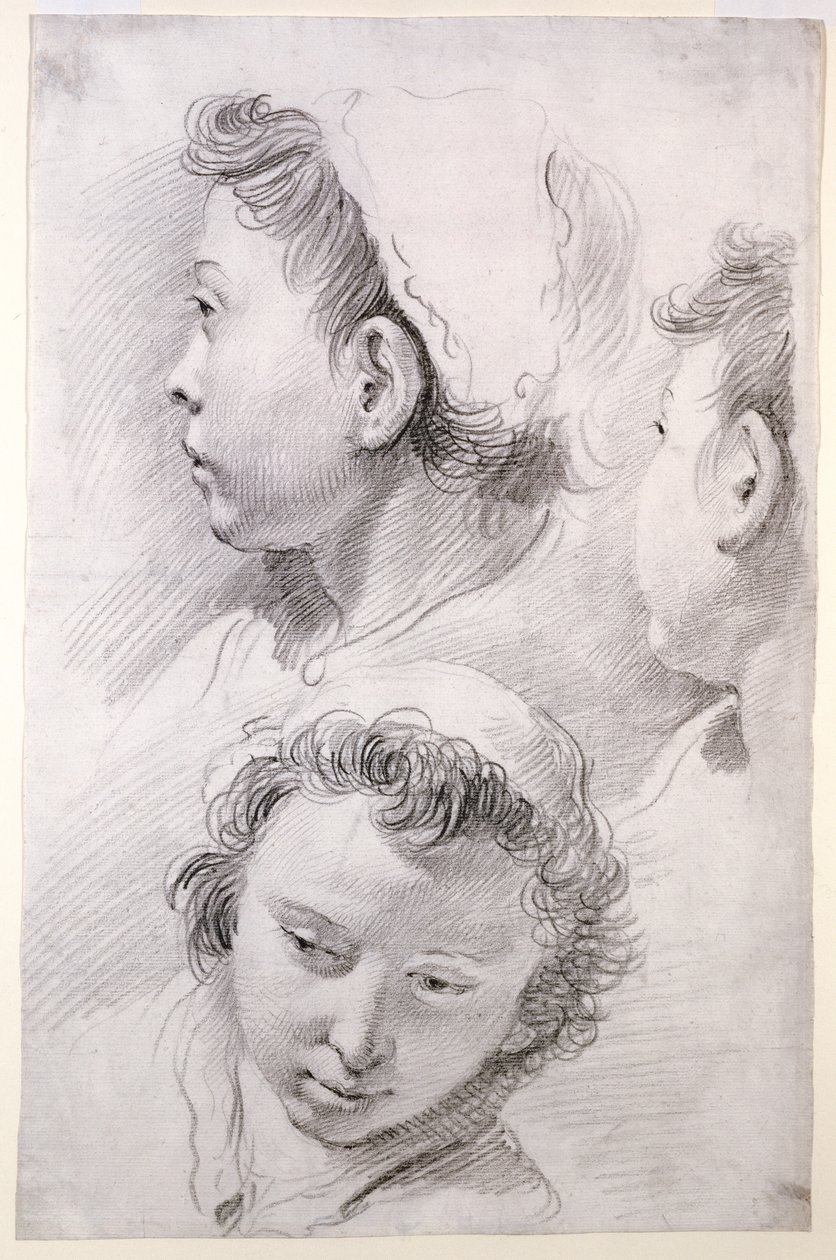 Tres estudios de la cabeza de un joven de Francesco Salvator Fontebasso