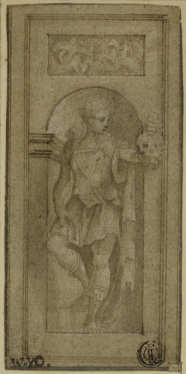 Estatua nicho de David con la cabeza de Goliat de Francesco Salviati