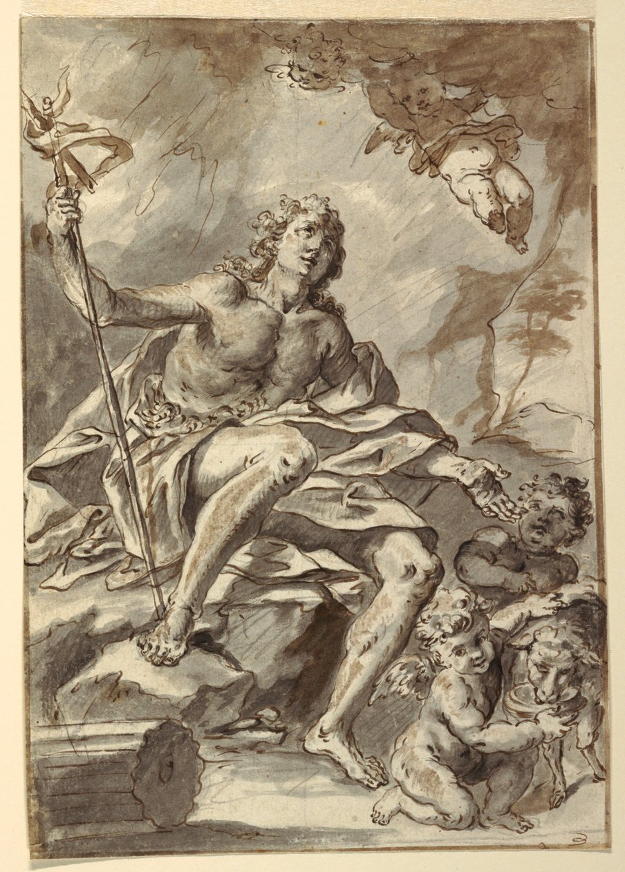 Dibujo, San Juan Bautista, hacia 1775 de Francesco Saverio Mergolo