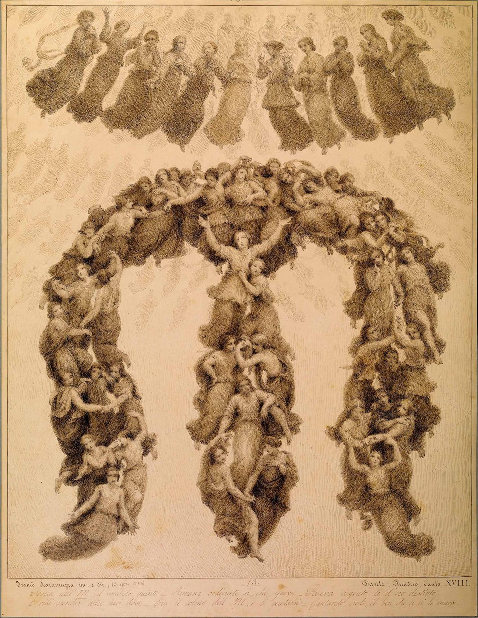 Ilustración de la Divina Comedia de Dante Alighieri Paradiso canto XVIII de Francesco Scaramuzza