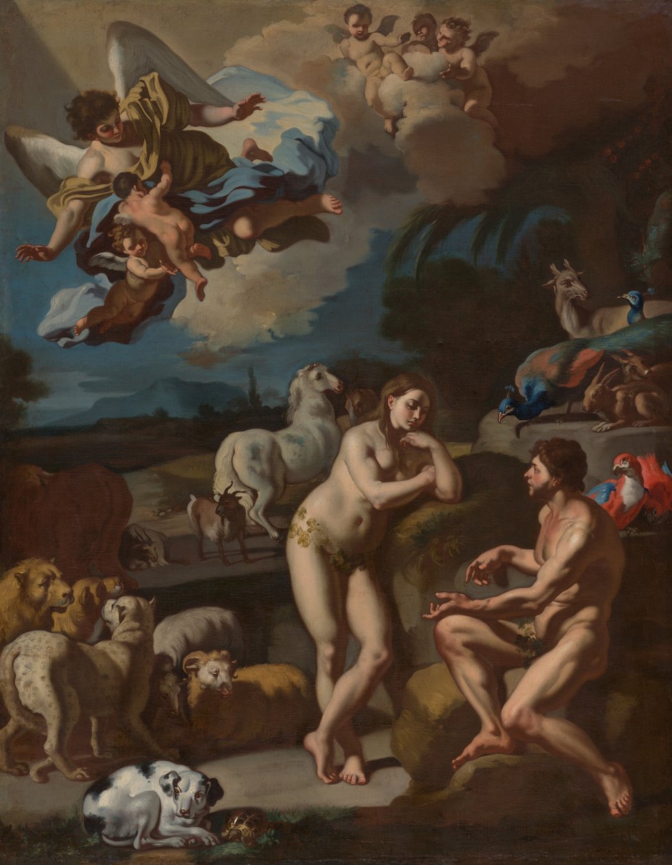 Adán y Eva en el Paraíso de Francesco Solimena