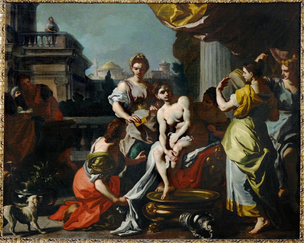Bathseba en su baño ... (pintura sobre lienzo) de Francesco Solimena