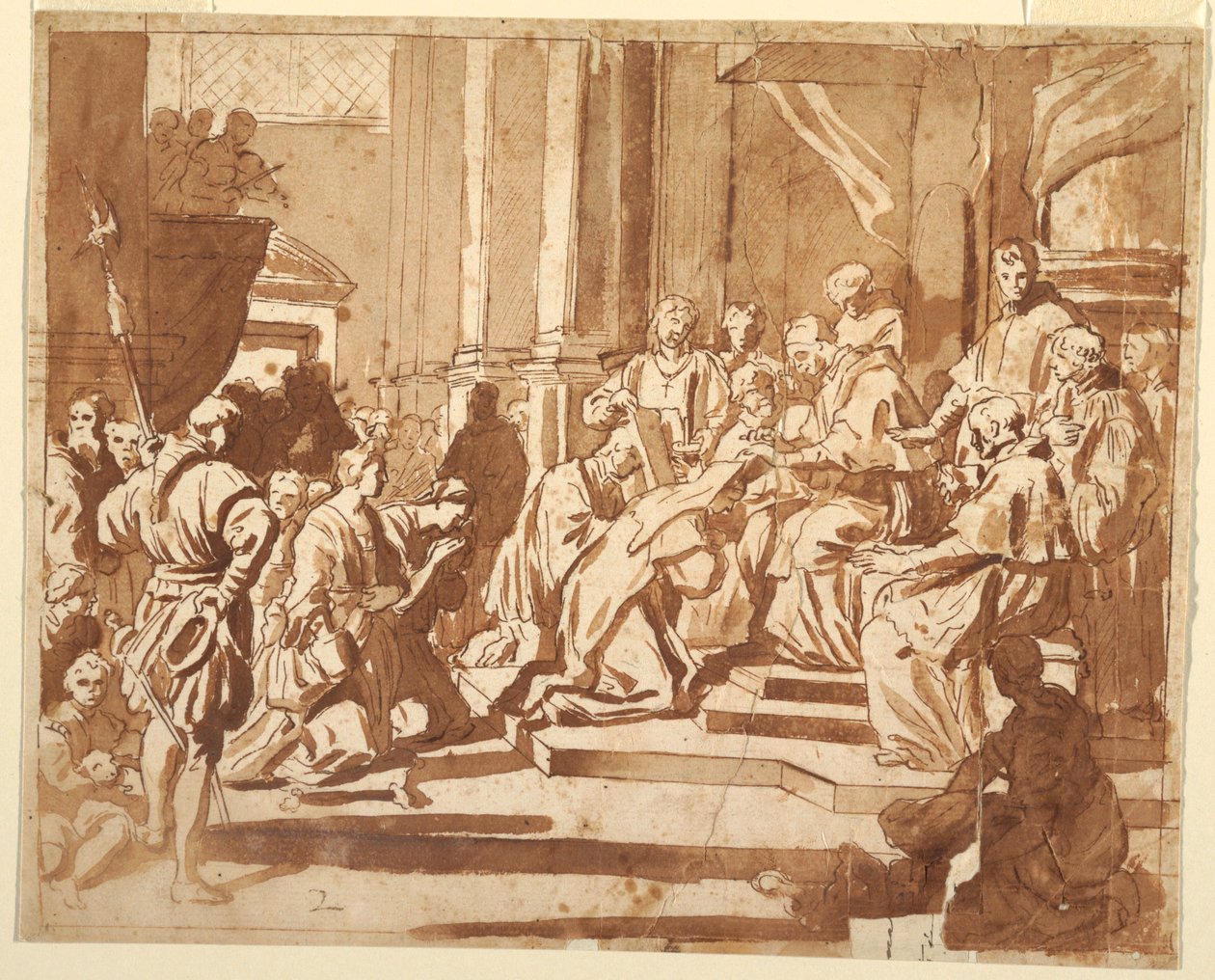 Clemente XI Vistiendo a su Sobrina como Monja de Francesco Solimena