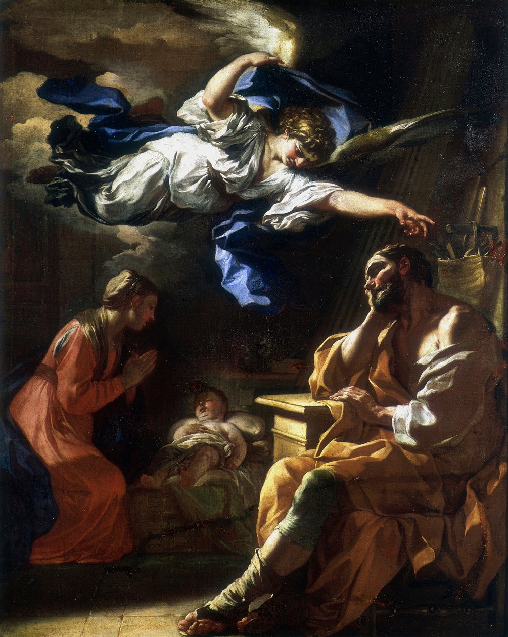 "El sueño de José" o "José y el ángel" o "El sueño de San José". Pintura de Francesco Solimena (1657-1747) 1696-1697 París, musee du Louvre de Francesco Solimena
