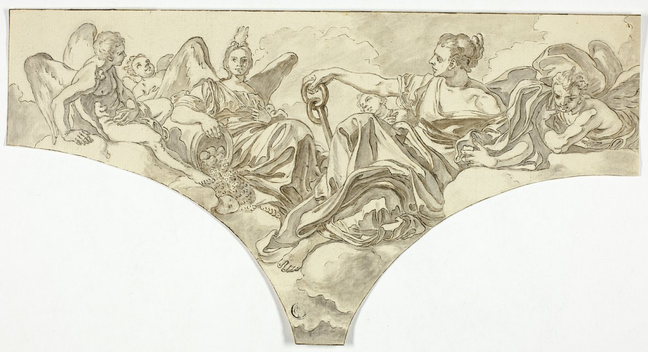 Enjuta decorada con figuras alegóricas sentadas de la Esperanza y la Concordia de Francesco Solimena