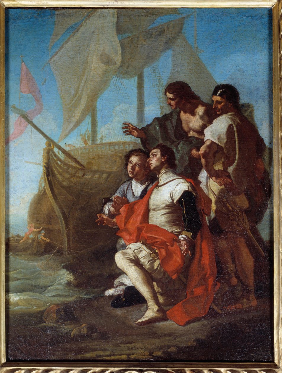 La llegada del explorador Cristóbal Colón a América de Francesco Solimena