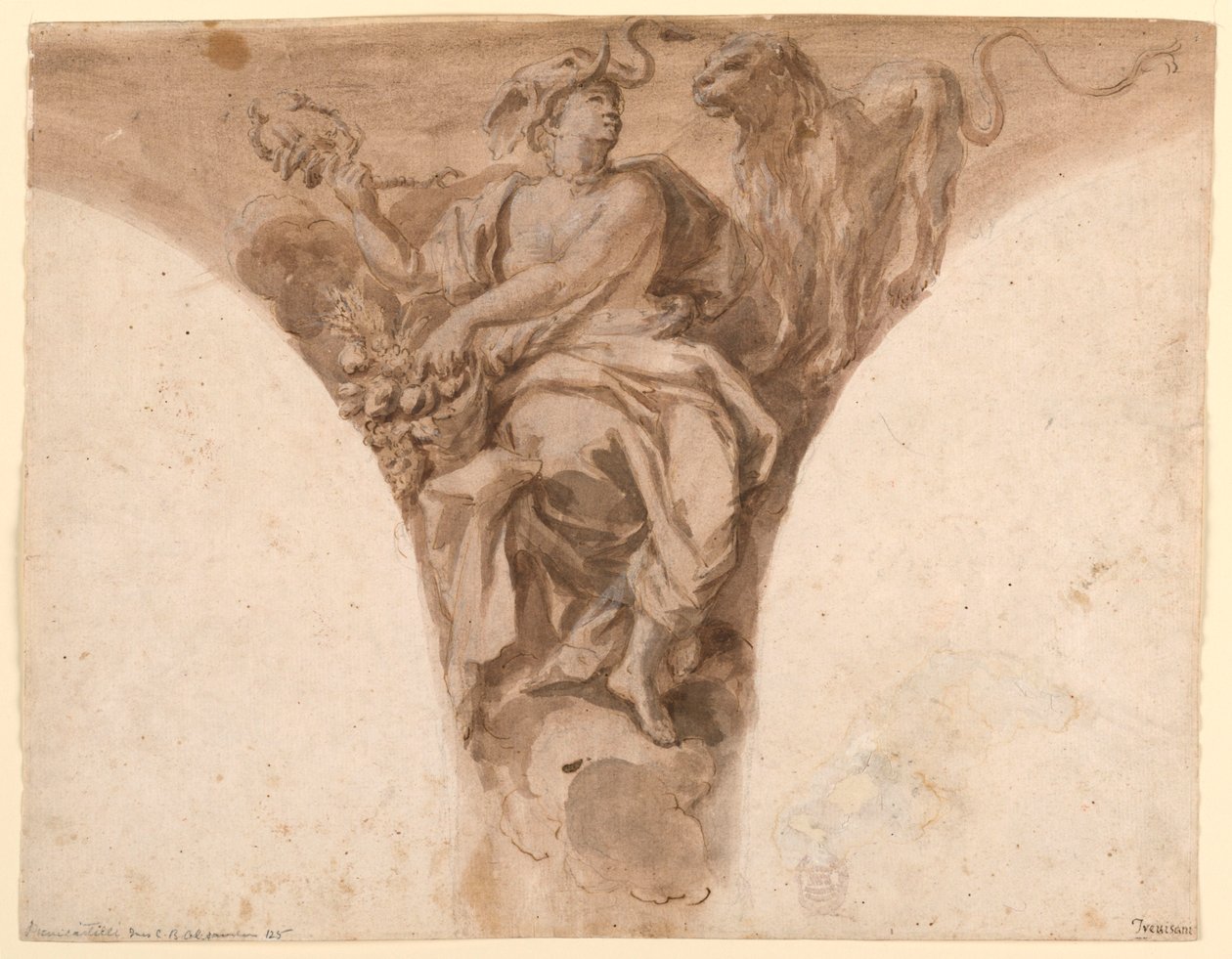 Dibujo, África, Diseño para una pechina en el vestíbulo bautismal de San Pedro, Roma, 1713-26 de Francesco Trevisani