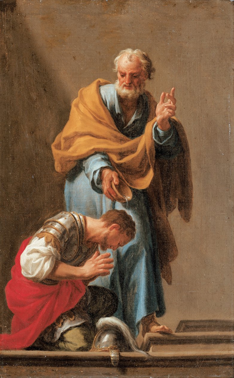 San Pedro bautizando al centurión Cornelio de Francesco Trevisani