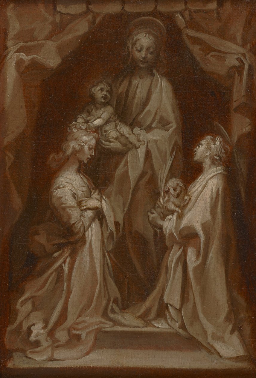 Estudio para la Virgen y el Niño con las santas Cecilia e Inés de Francesco Vanni