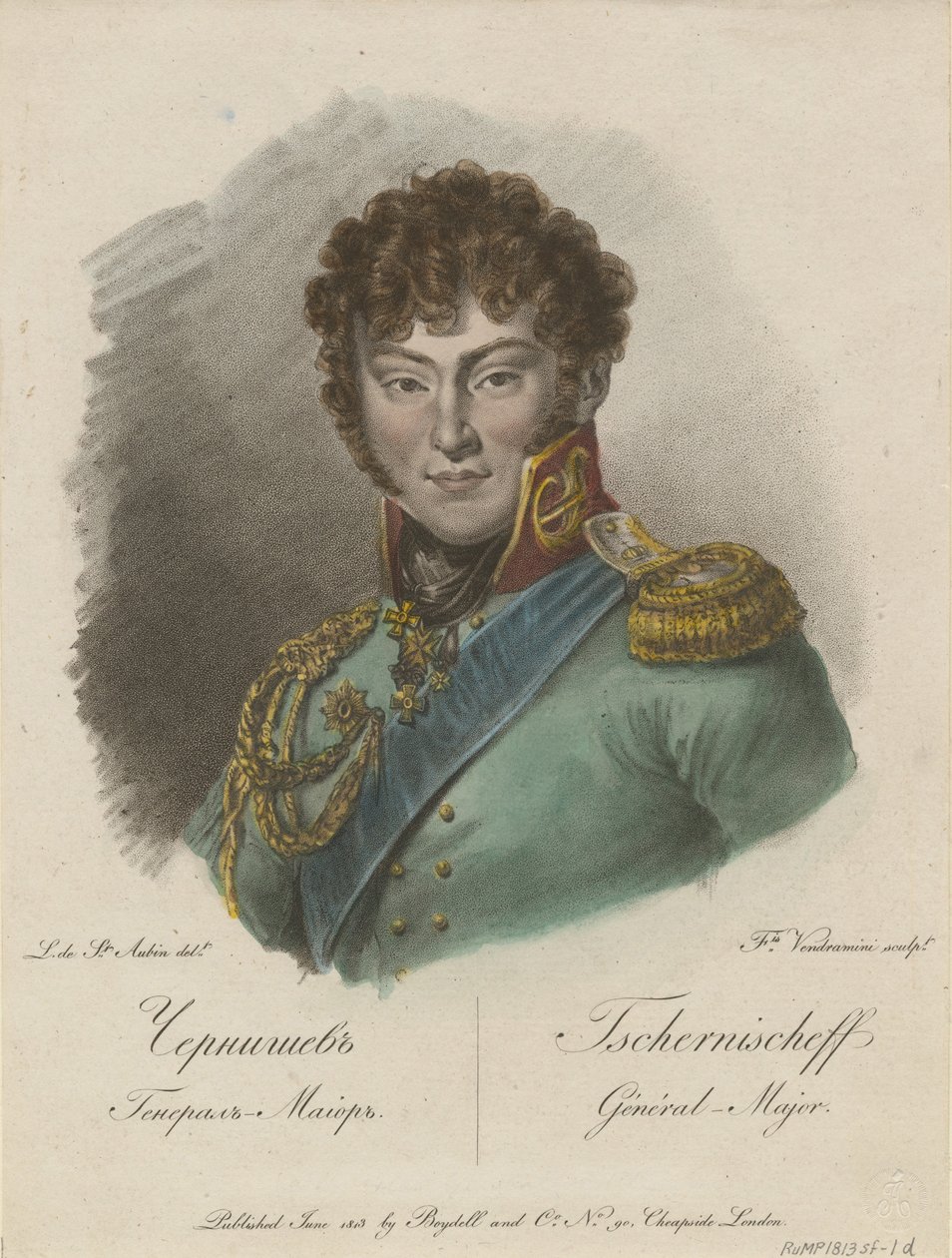 Retrato del Conde Alexander Ivanovich Chernyshov, 1786-1857, 1813 de Francesco Vendramini