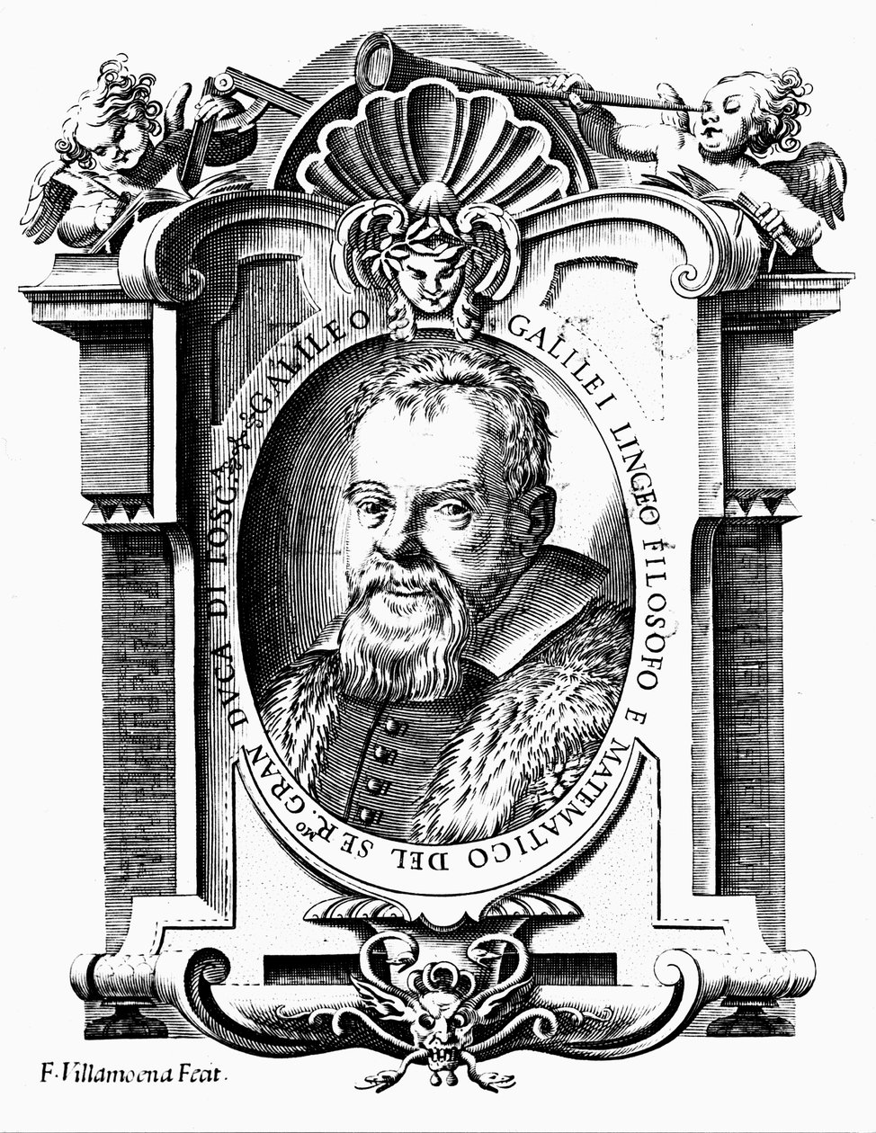 Galileo Galilei, astrónomo y matemático italiano, principios del siglo XVII de Francesco Villamena