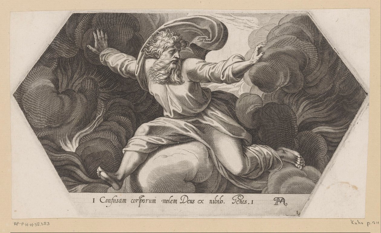 Dios separa la luz de las tinieblas Pinturas en la Logia de Rafael (título de la serie) La Sacra Genesi (título de la serie) de Francesco Villamena