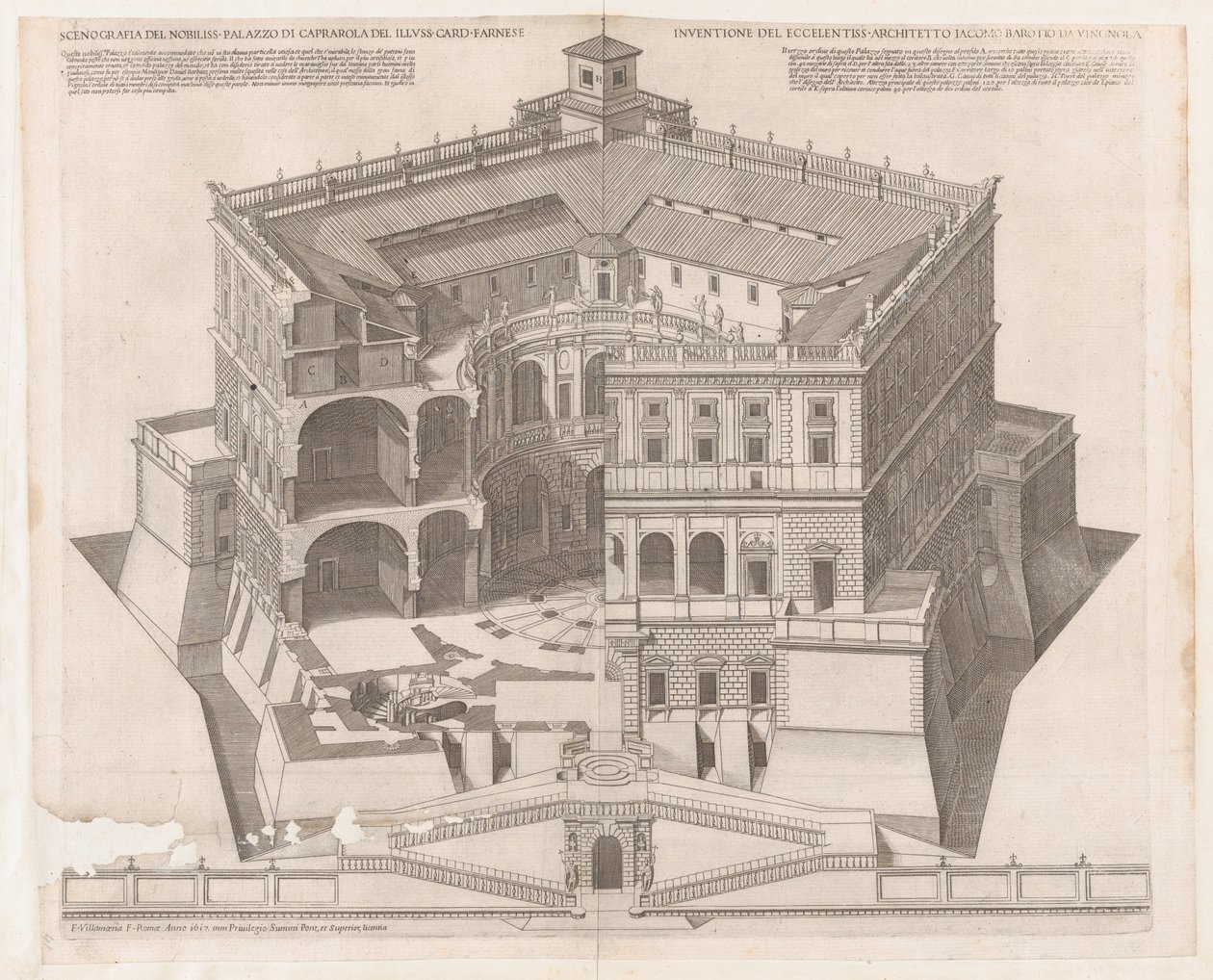 Speculum Romanae Magnificentiae: Palacio Farnese, siglo XVI de Francesco Villamena