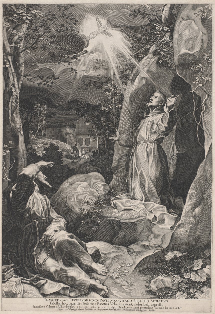San Francisco recibiendo los estigmas de Francesco Villamena, after Federico Barocci