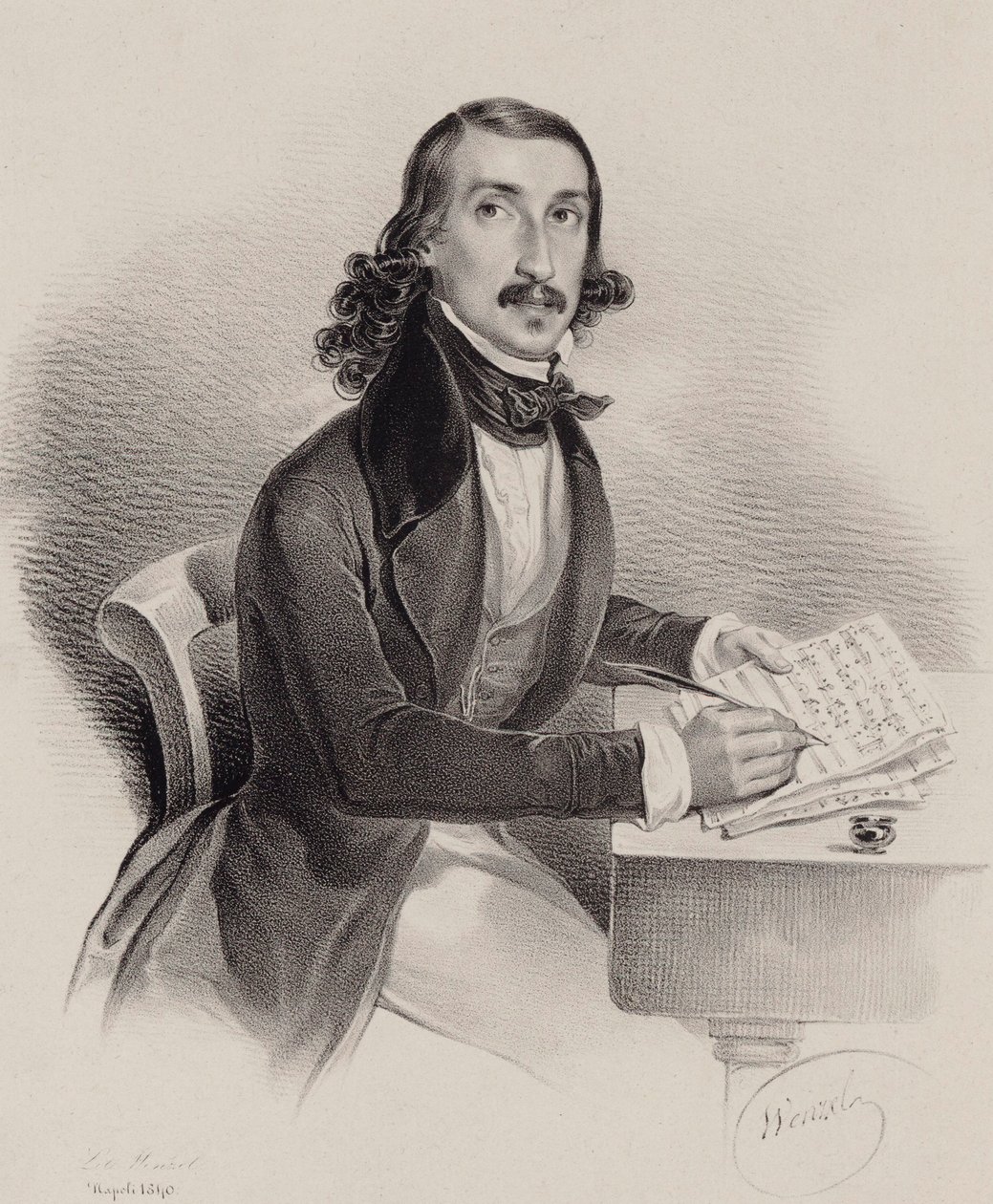 Retrato del cantante y compositor Giacinto Marras 1810-1883, 1840 de Francesco Wenzel