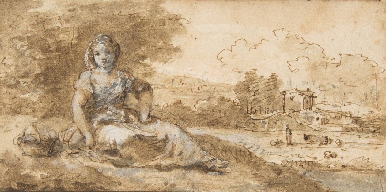 Niña sentada en un paisaje de Francesco Zuccarelli