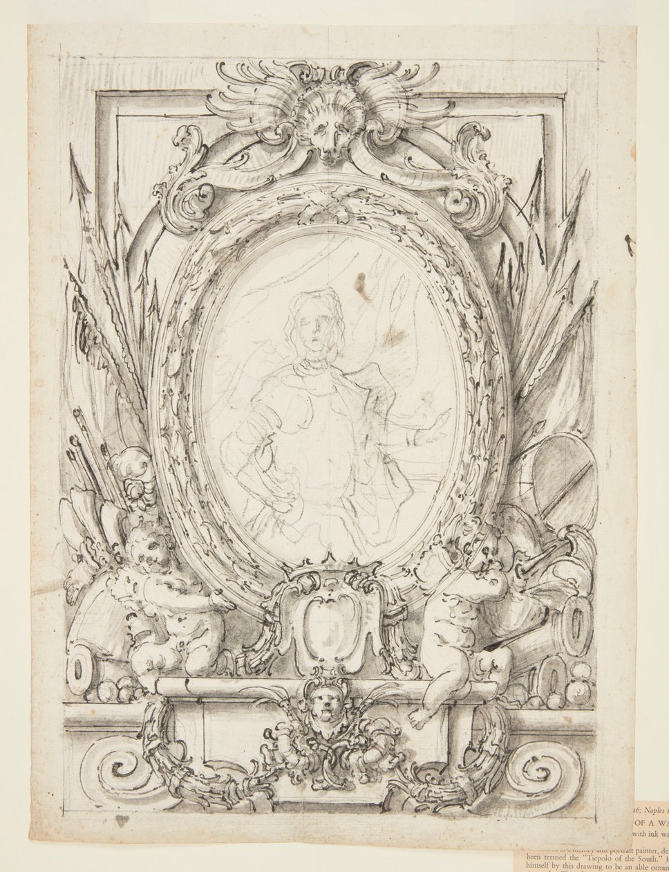 Diseño para un panel con retrato de un noble de Francesco de Mura
