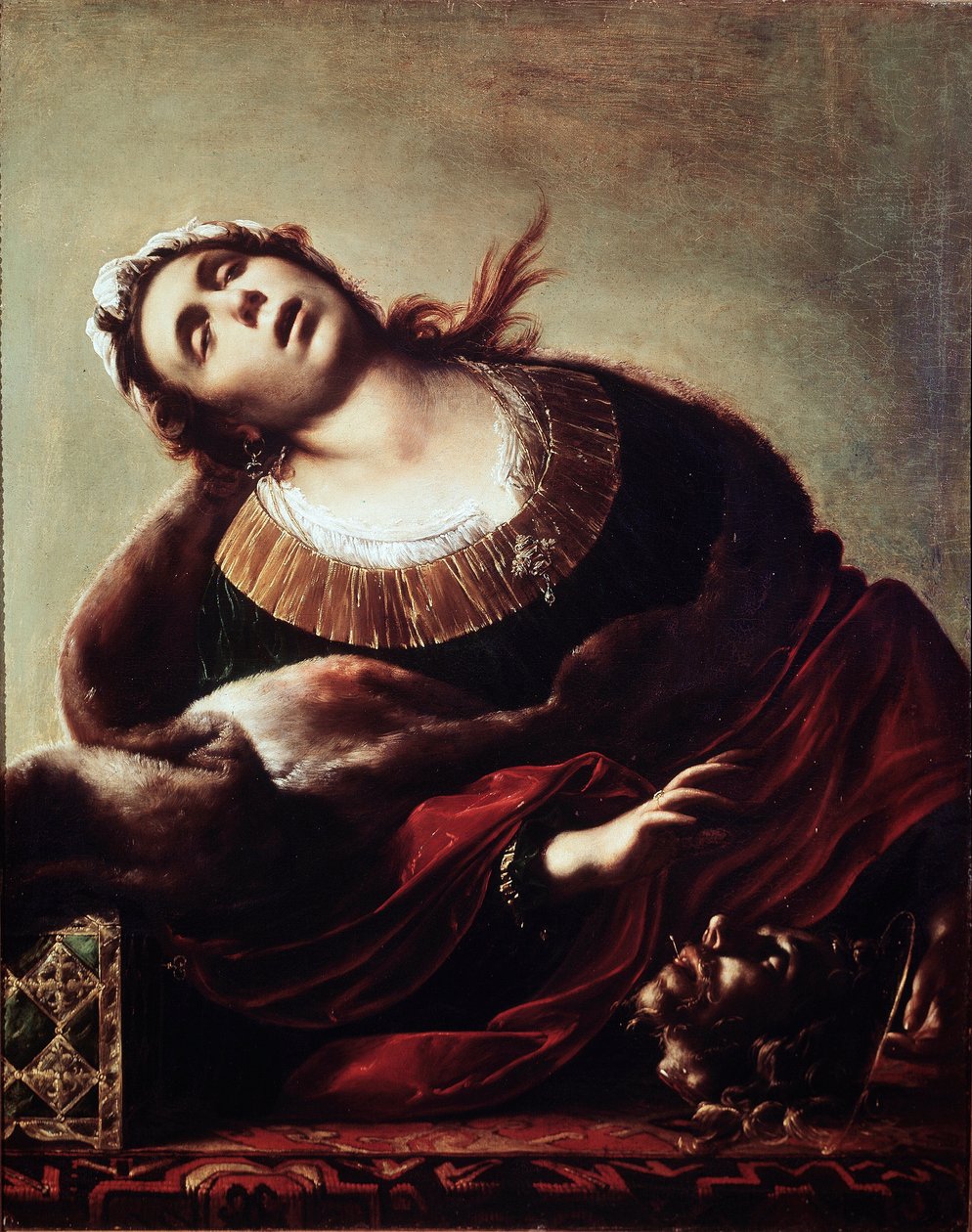 Herodías con la cabeza de Juan el Bautista. Salomé entrega la cabeza de San Juan Bautista a su madre Herodías, representada en éxtasis. de Francesco del Cairo