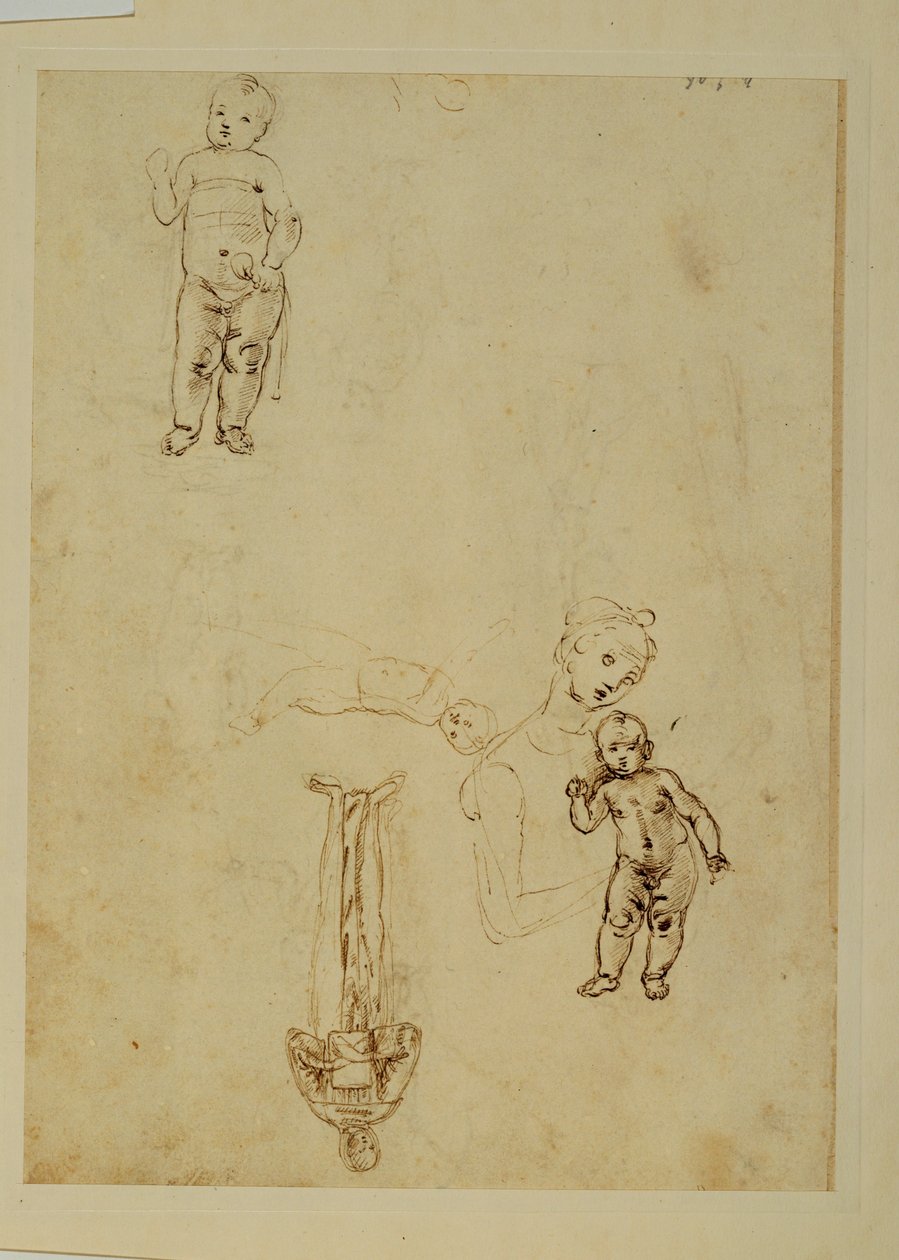 La Virgen y el niño Jesús; dos niños ... de Francesco di Simone (attr. to)