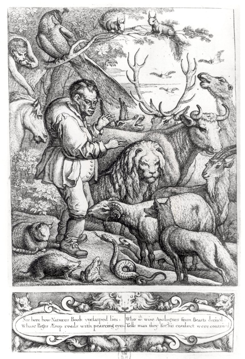 Ilustración de la Introducción a las Fábulas de Esopo, 1666 de Francis Barlow