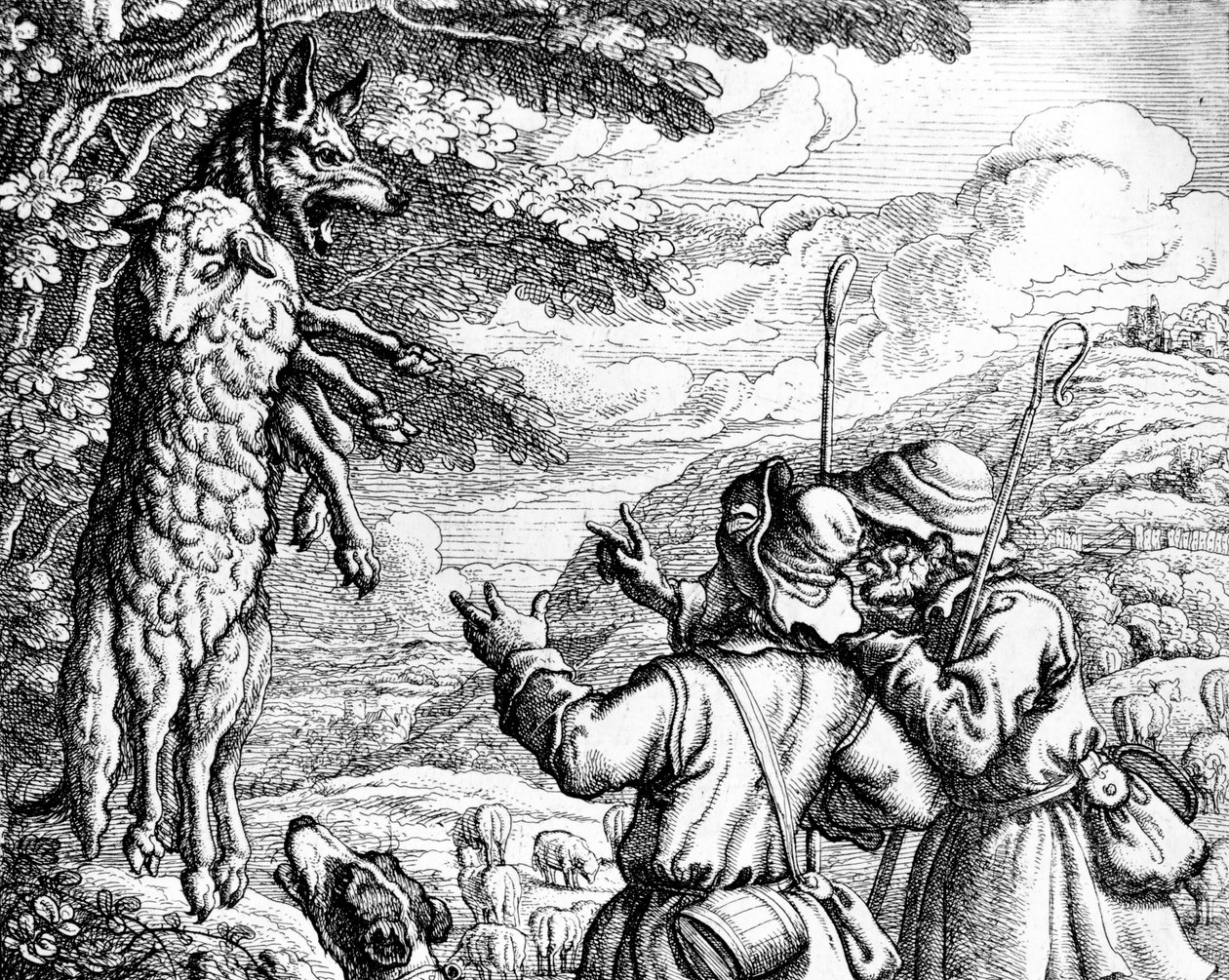 El lobo con piel de oveja, 1687 de Francis Barlow