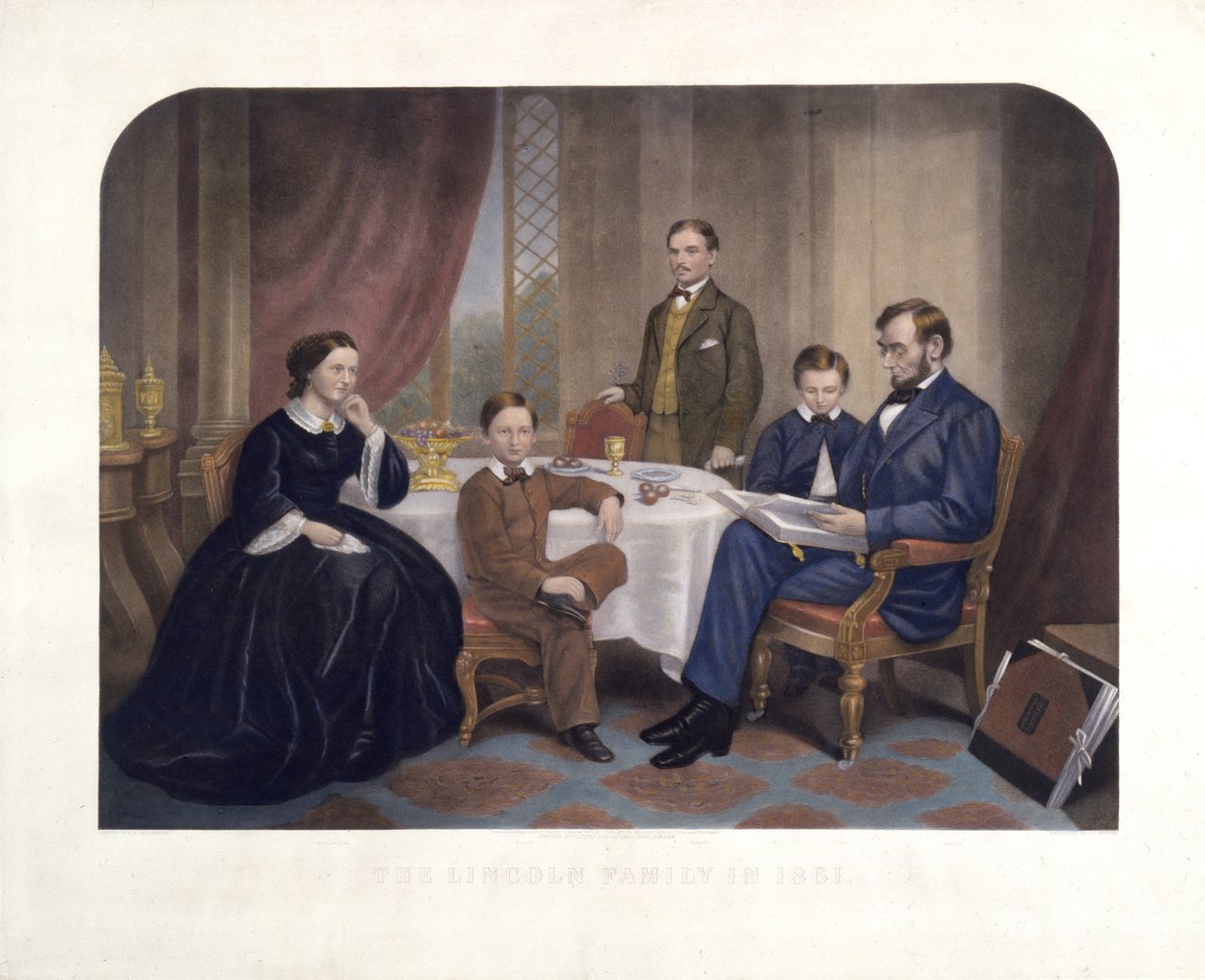 La Familia Lincoln en 1861, grabado por J.C. Buttre, 1872 de Francis Bicknell Carpenter