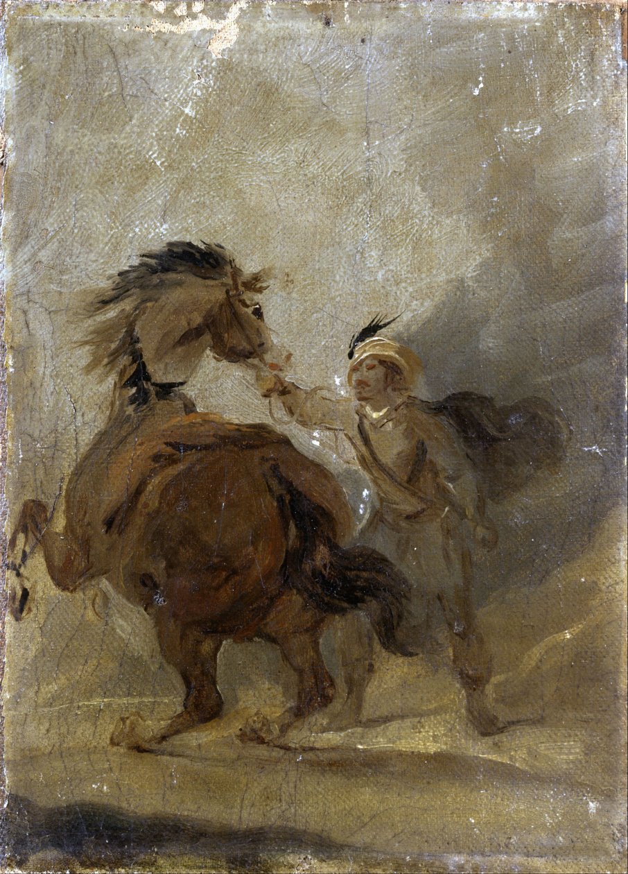 Un hombre sosteniendo un caballo de Francis Bourgeois