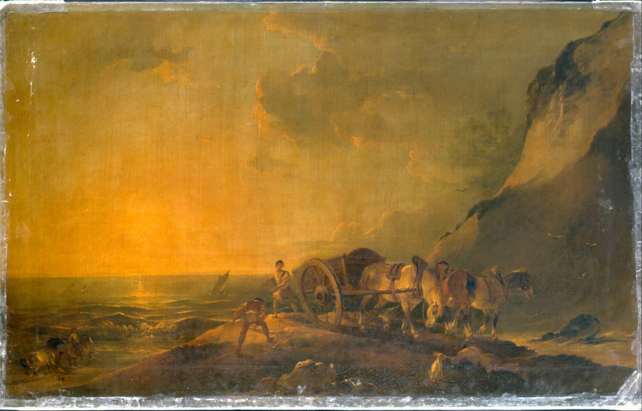 Orilla del mar con caballo y carro de Francis Bourgeois