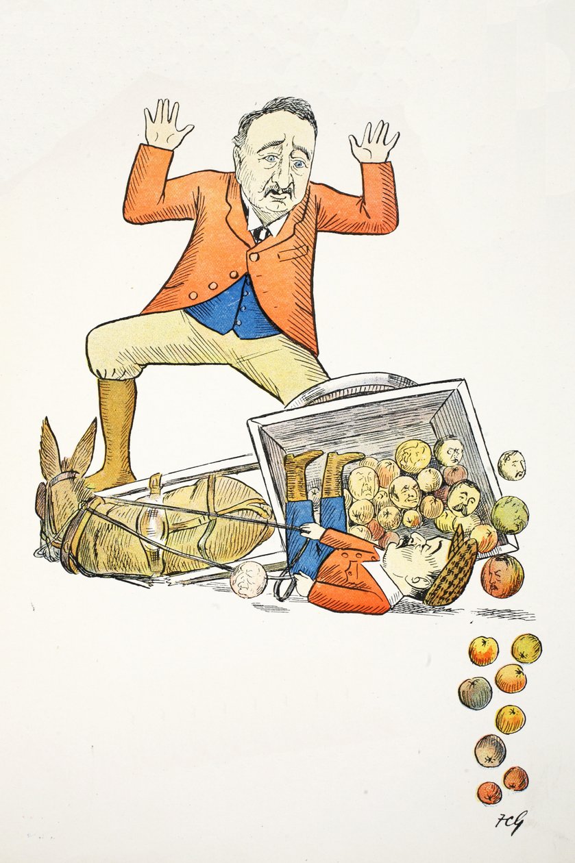 La mina de diamantes R, ilustración de El alfabeto de Struwwelpeter, verso de Harold Begbie de Francis Carruthers Gould