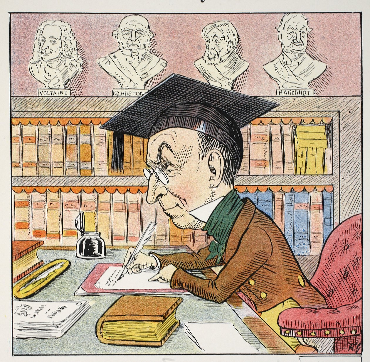 El M Pyrean, ilustración de The Struwwelpeter Alphabet, verso de Harold Begbie de Francis Carruthers Gould