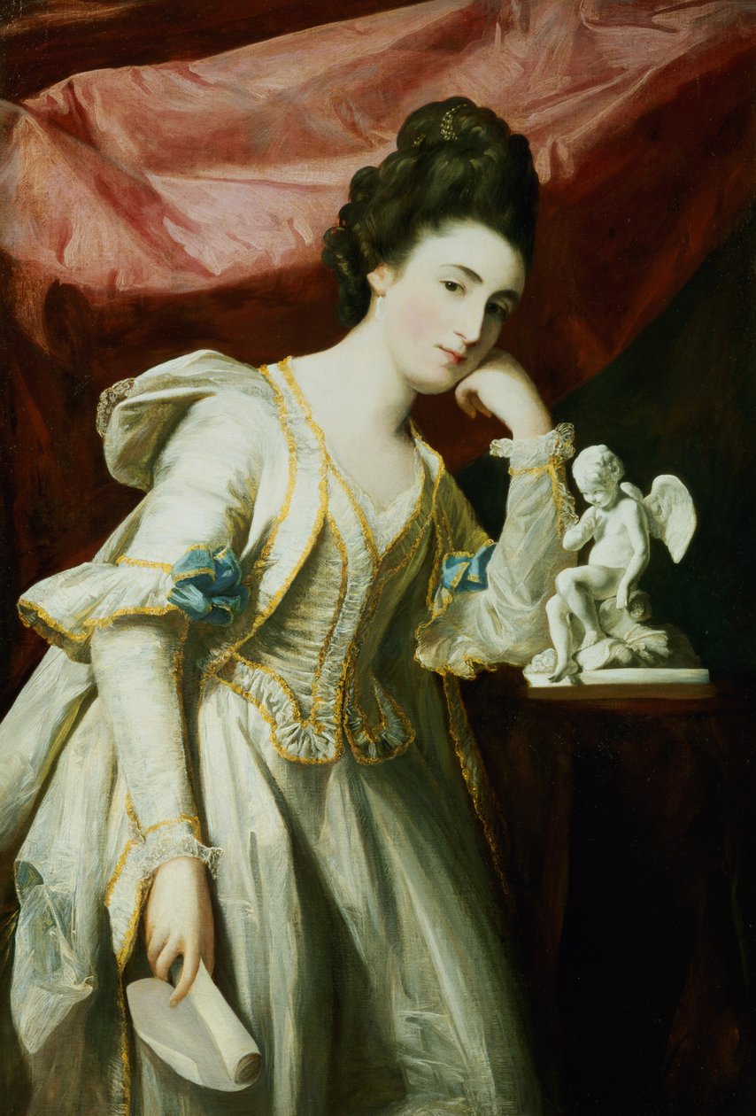 Retrato de una dama con una estatuilla de Cupido de Francis Cotes