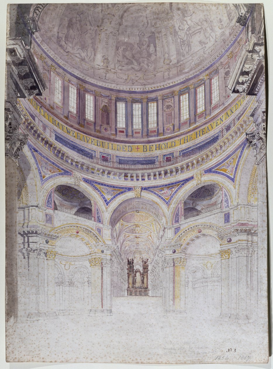 Estudio temprano para la decoración propuesta de la Catedral de San Pablo, 1856-57 de Francis Cranmer Penrose