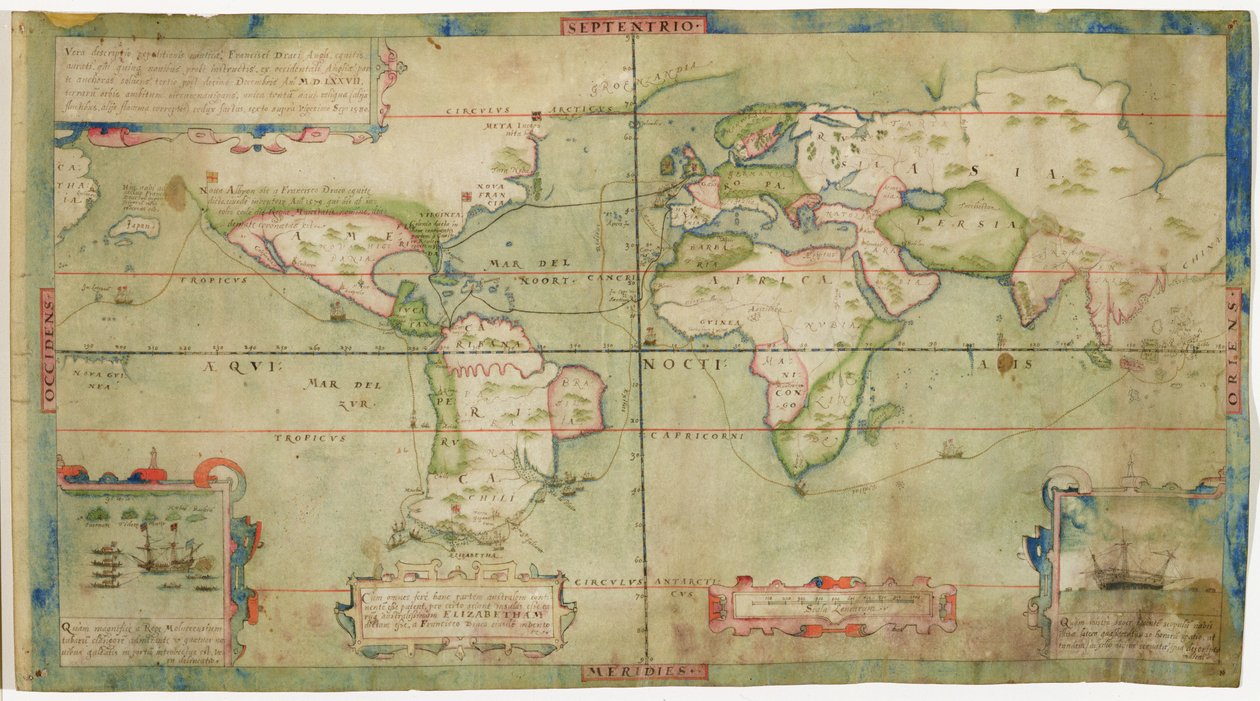 Descripción verdadera de la expedición naval de Francis Drake, quien con cinco barcos partió del oeste de Inglaterra el 13 de diciembre de 1577, circunnavegó el globo y regresó el 26 de septiembre de Francis Drake