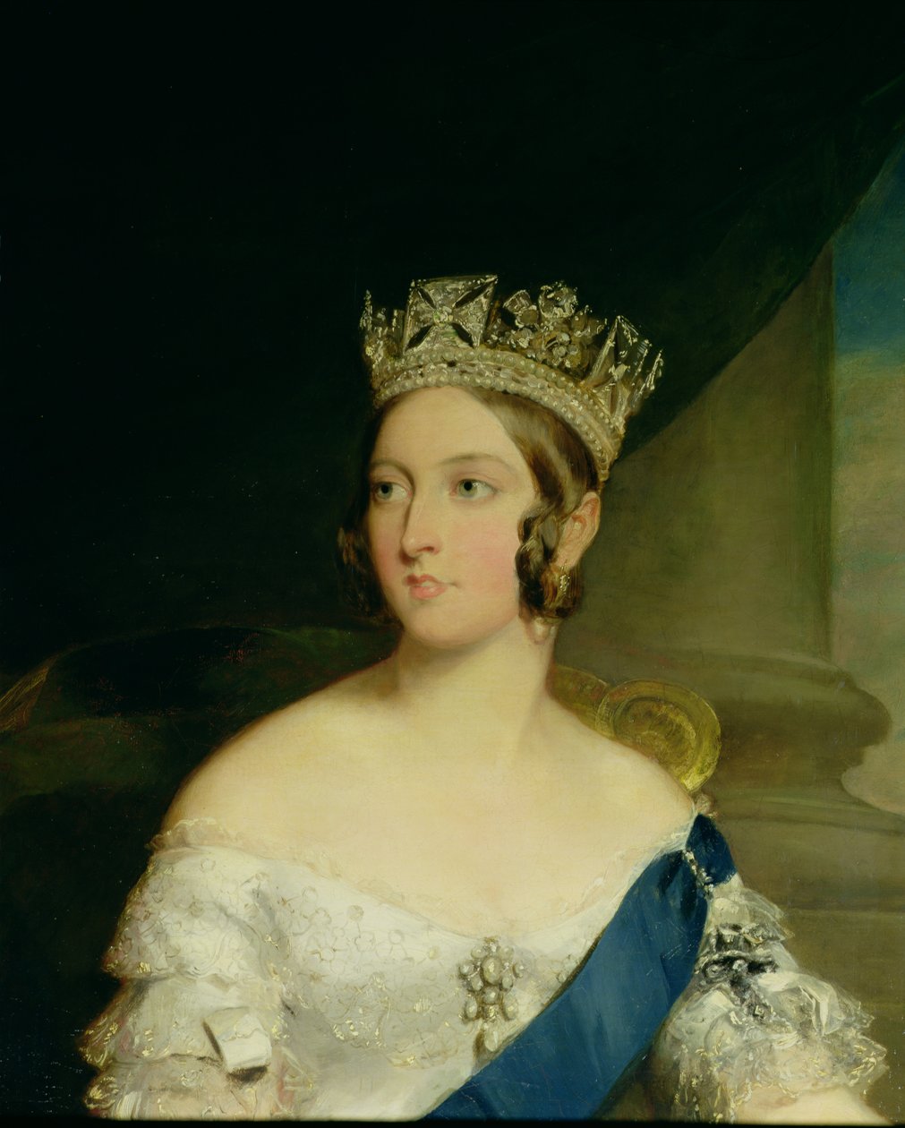 Retrato de la Reina Victoria, 1843 (detalle) de Francis Grant