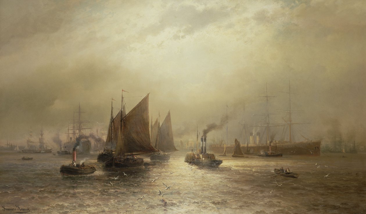 Una Mañana Ocupada en el Río Mersey, 1891 de Francis Krause