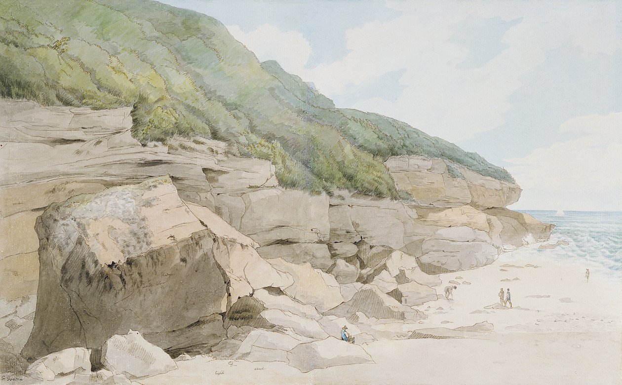 Escena de Playa, Exmouth de Francis Towne