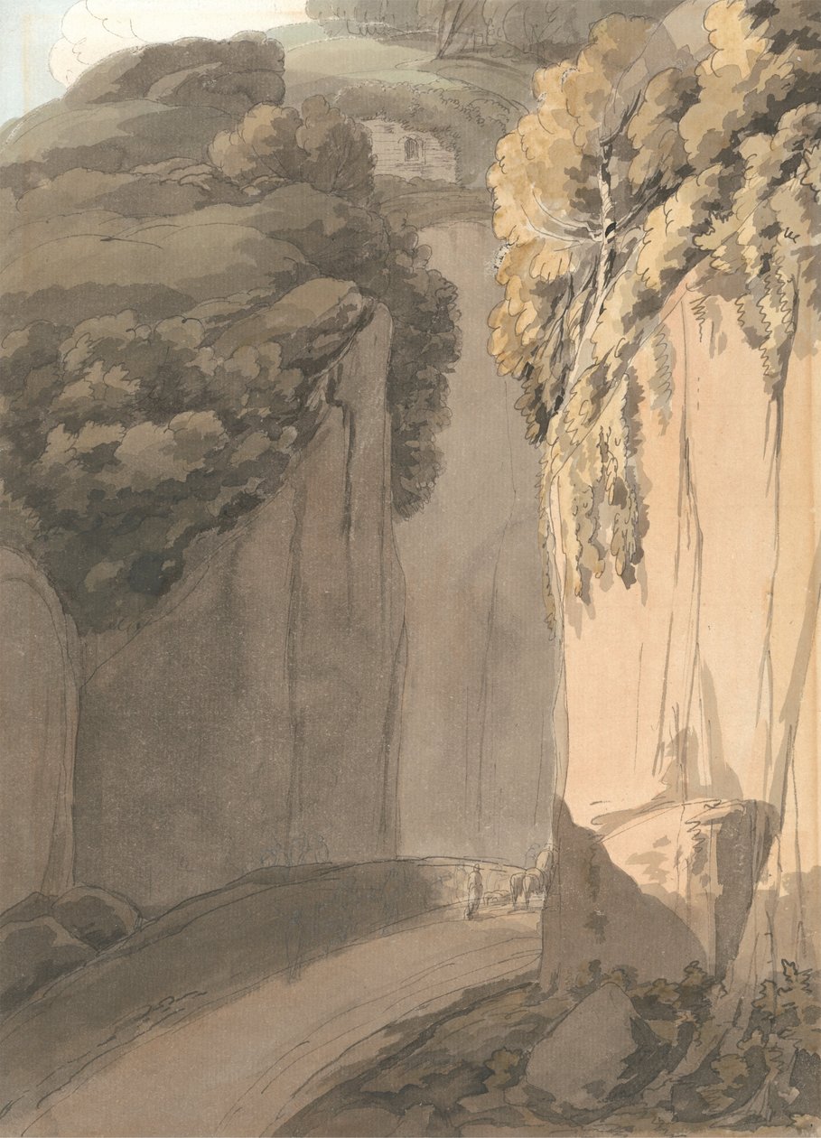 Entrada a la gruta en Posilippo, Nápoles de Francis Towne