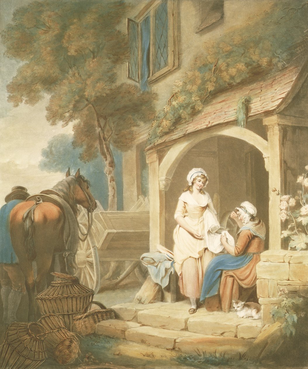 Regresado del mercado, grabado por W. Annis, pub. por Morgan y Pearce, 1803 de Francis Wheatley