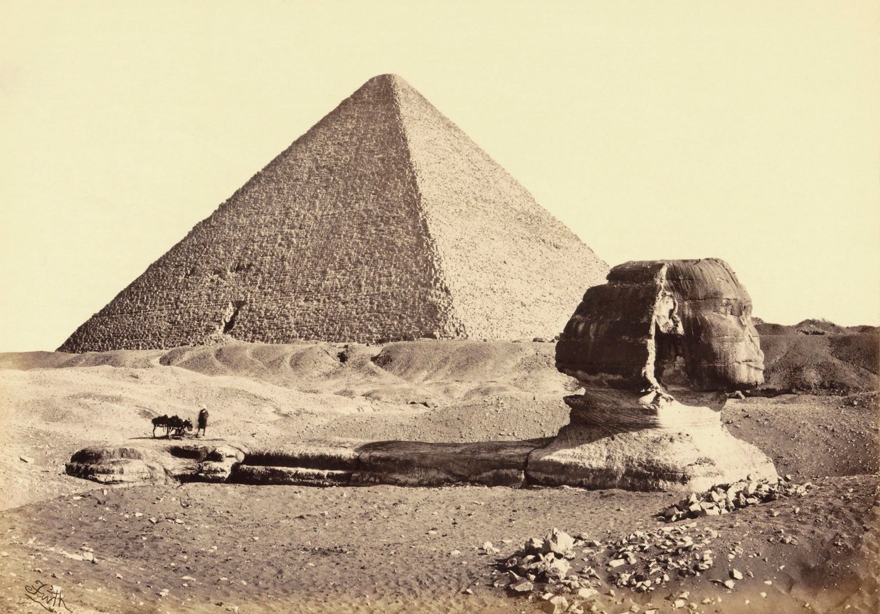 Gran Pirámide de Giza y Esfinge, Egipto. Siglo XIX. de Francis (after) Frith
