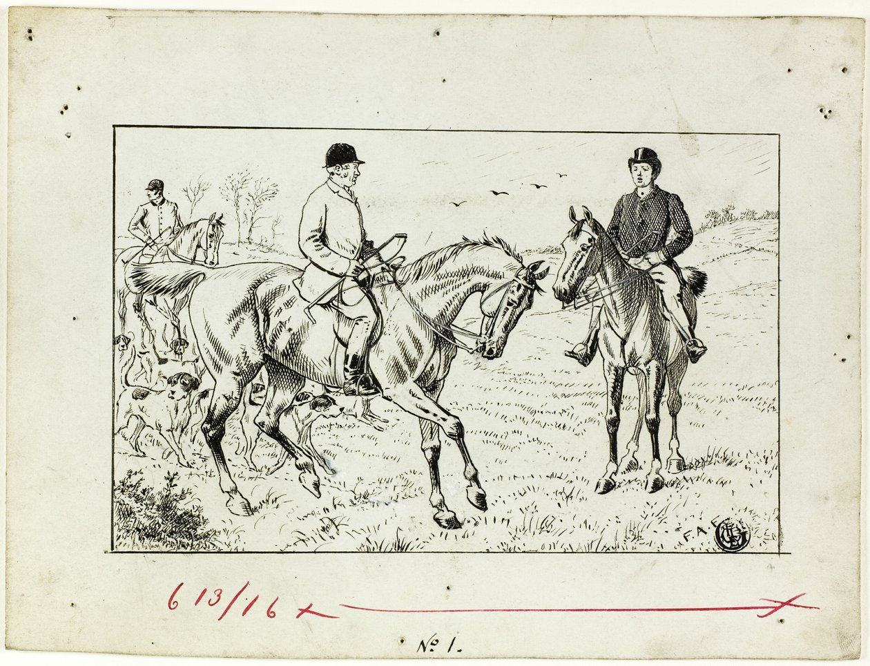 Tres jinetes en una cacería de Francis Arthur Fraser