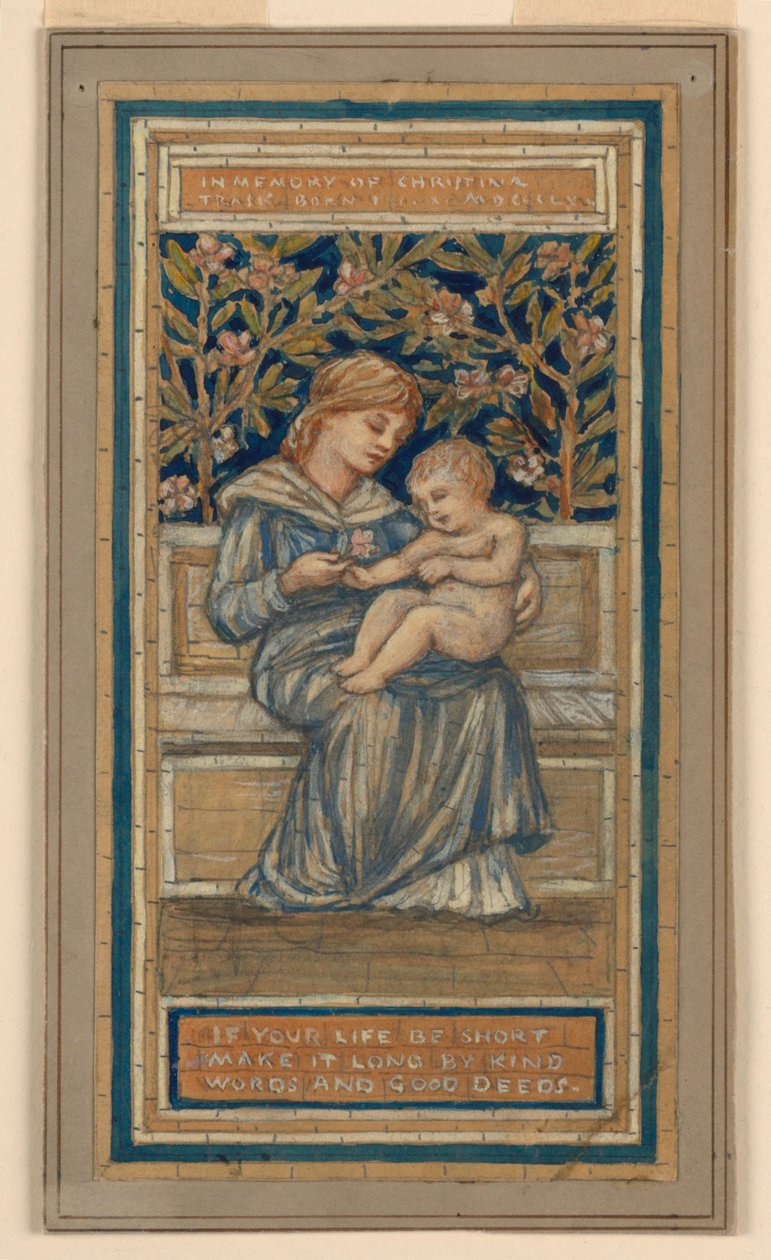 Diseño para ventana de vidrieras en memoria de Christina Trask de Francis Augustus Lathrop