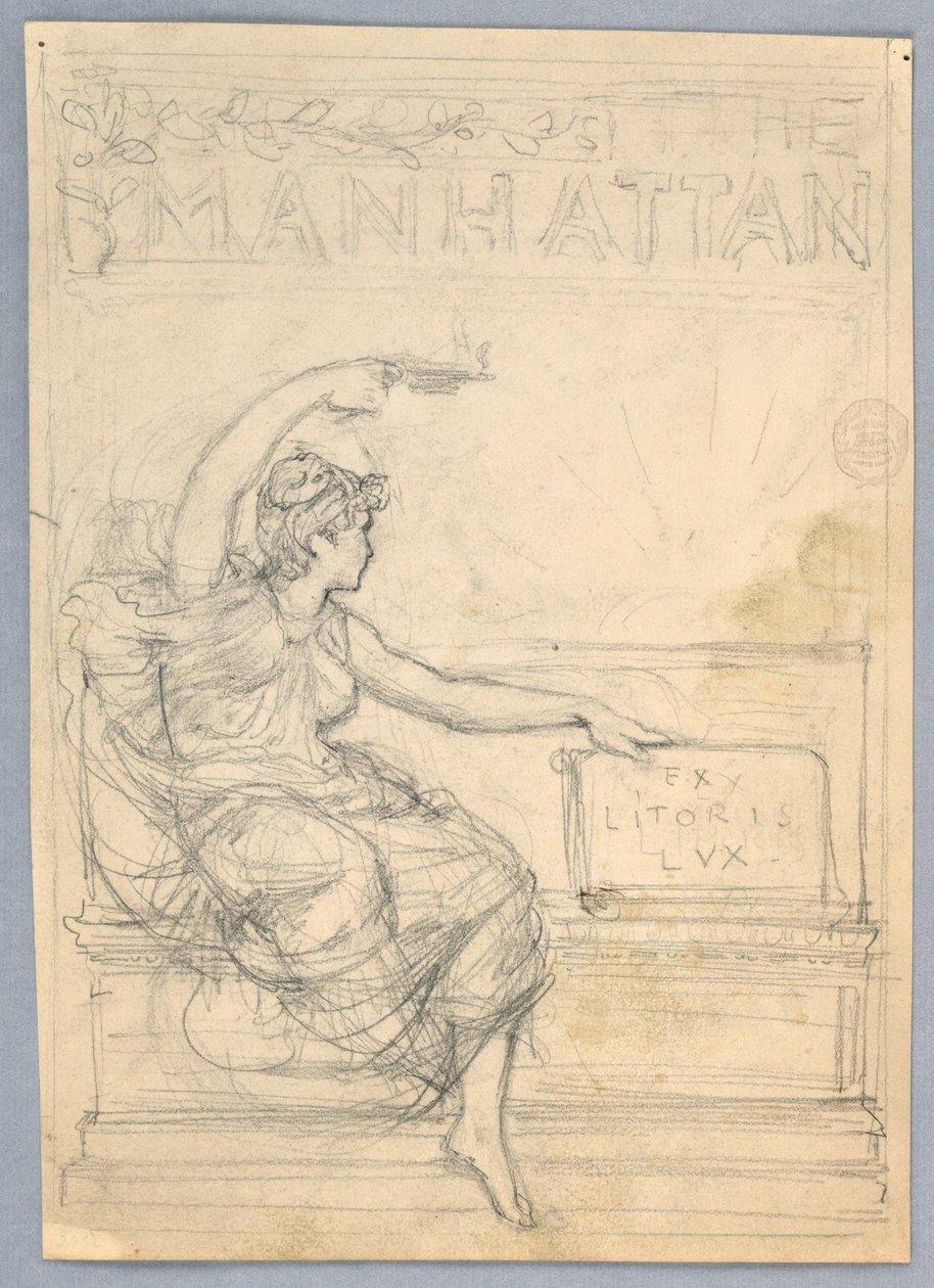Diseño para la portada de la revista Manhattan Illustrated Monthly de Francis Augustus Lathrop
