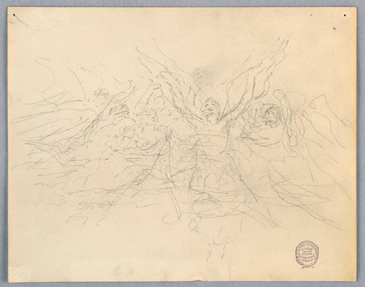 Boceto de ángeles adoradores de Francis Augustus Lathrop