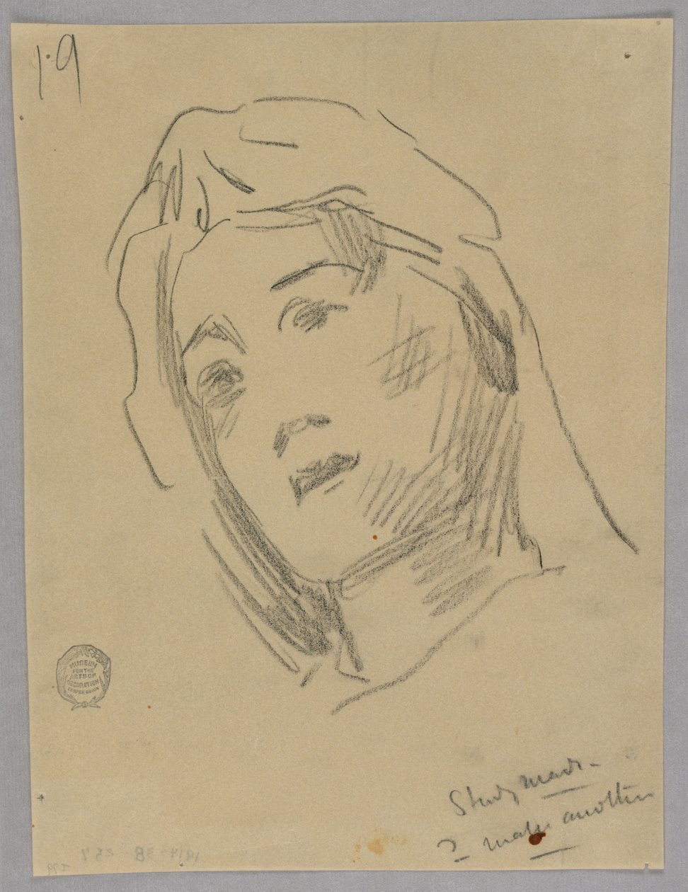 Boceto de la cabeza de una mujer de Francis Augustus Lathrop