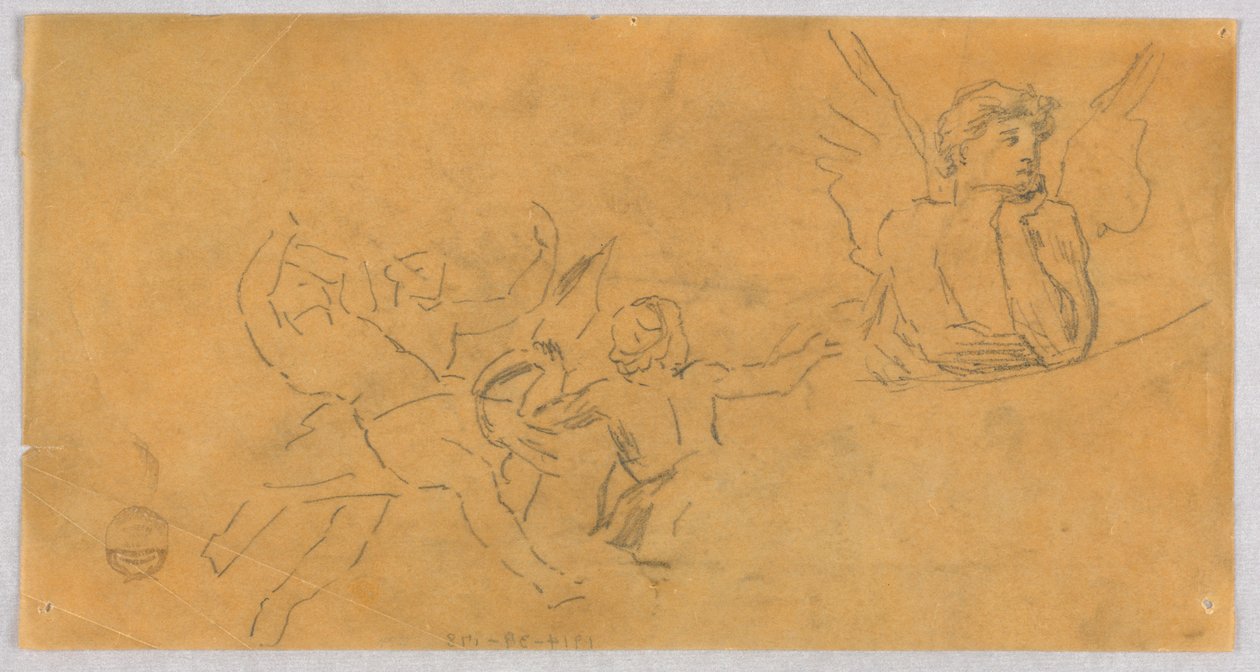 Boceto de un ángel y putti de Francis Augustus Lathrop
