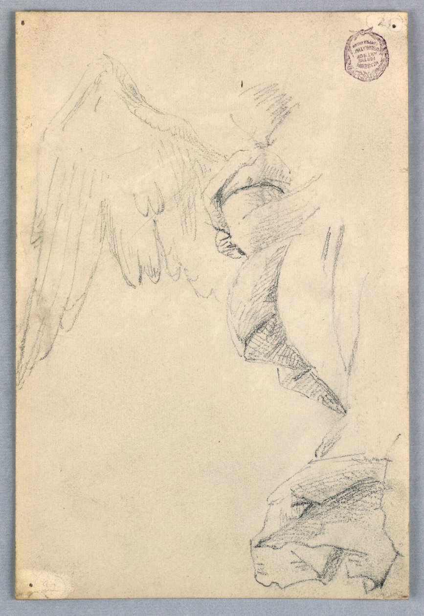 Boceto con Alas y Drapería de Francis Augustus Lathrop