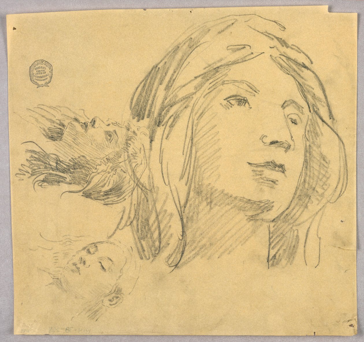 Bocetos de tres cabezas de Francis Augustus Lathrop